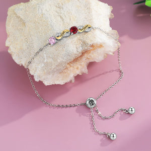 Infinity Bracelet with Birthstones Personalized Family Bracelet - Gift For Mom,Grandma