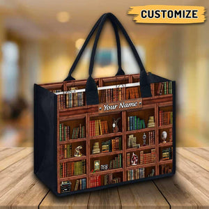 Library Book Shelf Personalized Canvas Tote Bag