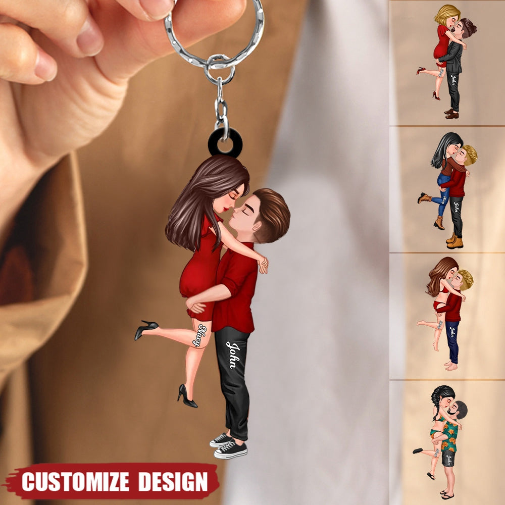 New Release - Personalized Doll Couple Kissing Hugging Keychain - Gift ...