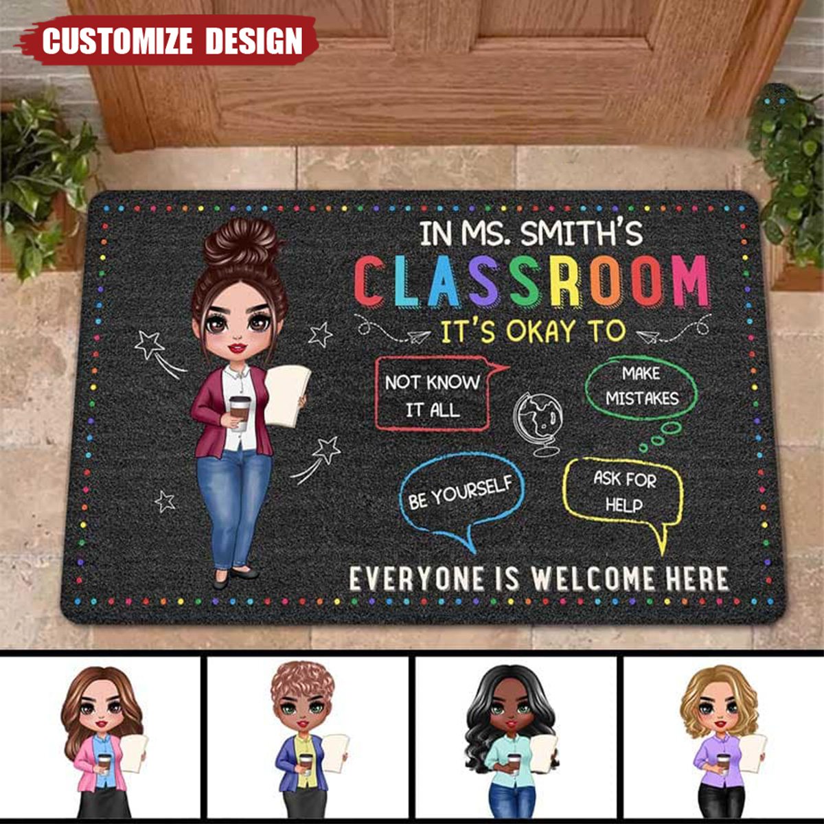 In Teacher Classroom It‘s Okay Everyone Is Welcome Here Personalized Classroom Doormat