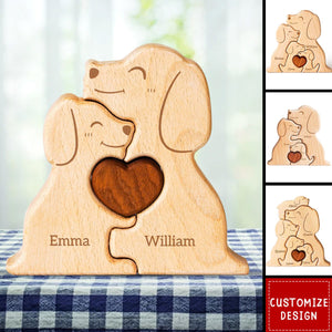 Personalized Wooden Dogs Family Puzzle - Gift For Couple,Family