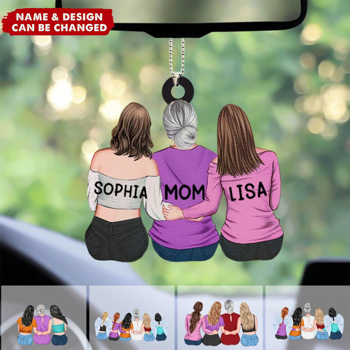 Personalized Mother & Daughter Sitting Together Acrylic Hanging Ornament