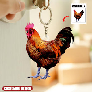 Personalized Cock/Rooster/Hen/Chicken Upload Photo Acrylic Keychain