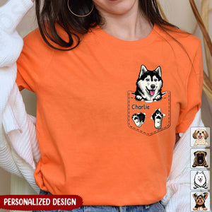 Personalized Faux Pocket Dog And Enter Dog Name T-shirt