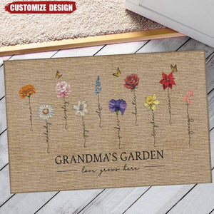 Grandma's Garden Love Grows Here - Personalized Doormat - Mother's Day Gift For Mom, Grandma