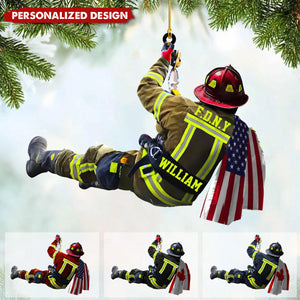 2024 New Release Personalized US/CA Firefighter Name & Department Car Hanging Ornament And Christmas Ornament