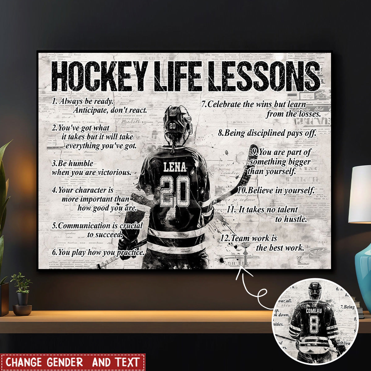 Personalized Hockey Life Lessons Poster- Gift For Hockey Lovers