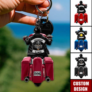 Biker Motorcycle Racing Personalized Keychain