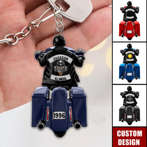 Biker Motorcycle Racing Personalized Keychain