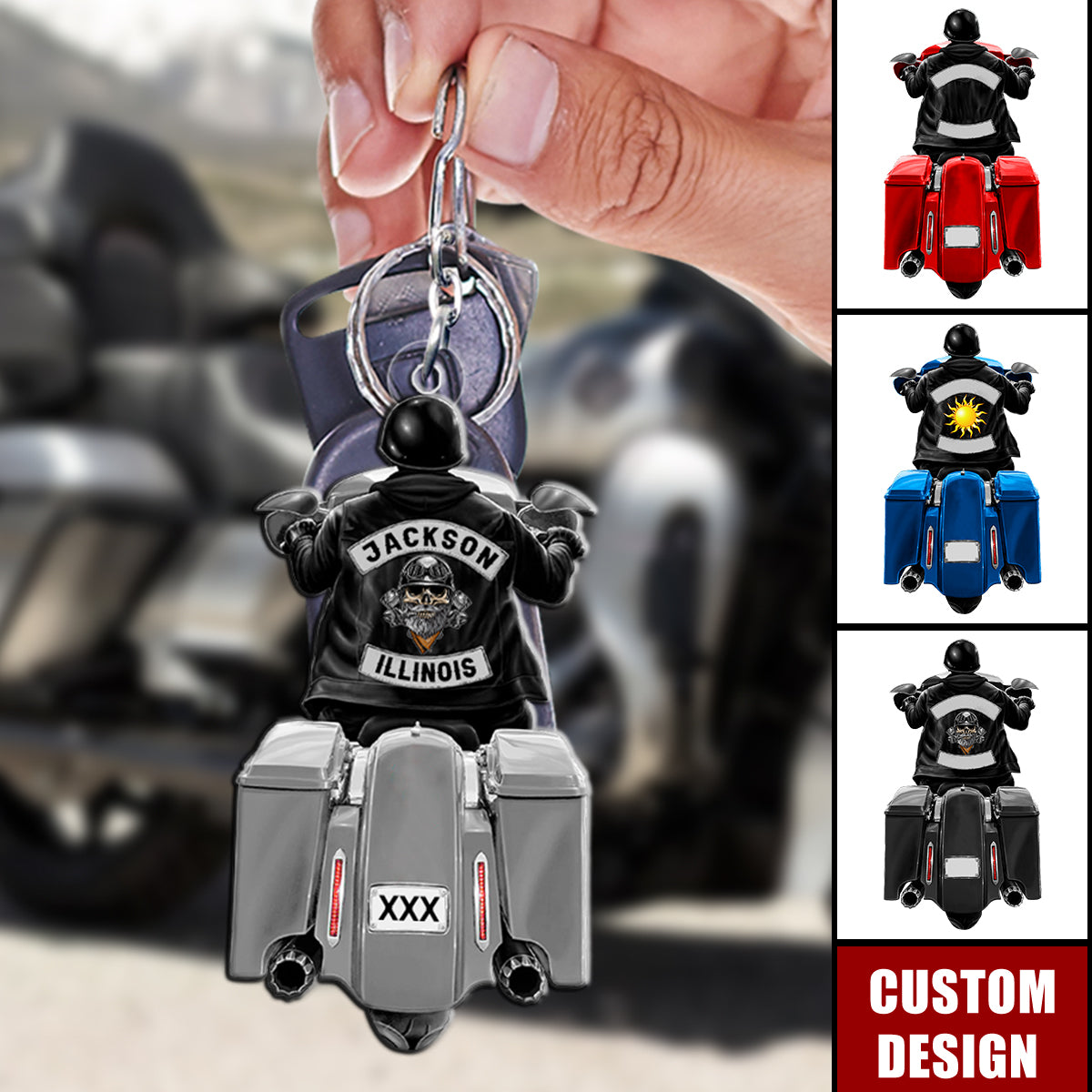 Biker Motorcycle Racing Personalized Keychain