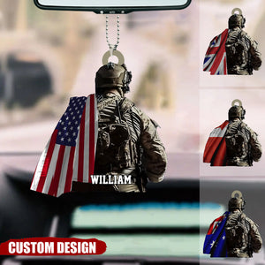 Personalized Military/Veteran/Soldier Hanging Acrylic Ornament