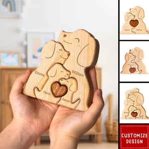 Personalized Wooden Dogs Family Puzzle - Gift For Couple,Family