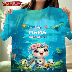 Personalized Nana/Mom Turtle With Kids 3D T-Shirt-Mother's Day Gift Idea