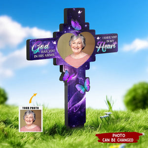 Custom Photo In Our Hearts Always - Memorial Personalized Acrylic Garden Stake