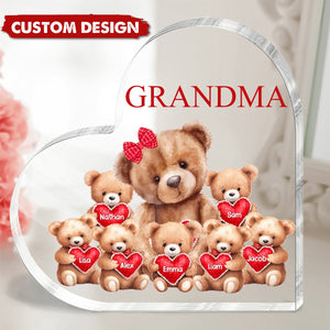 Mama/Nana Bear With Little Kids - Personalized Acrylic Plaque Mother's Day Gift