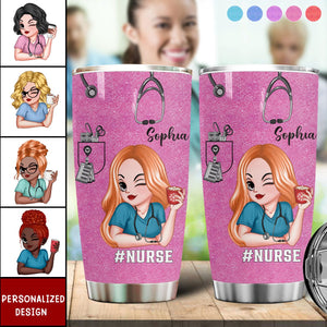 Pretty Doll Nurse Scrub Healthcare Worker-Personalized Tumbler