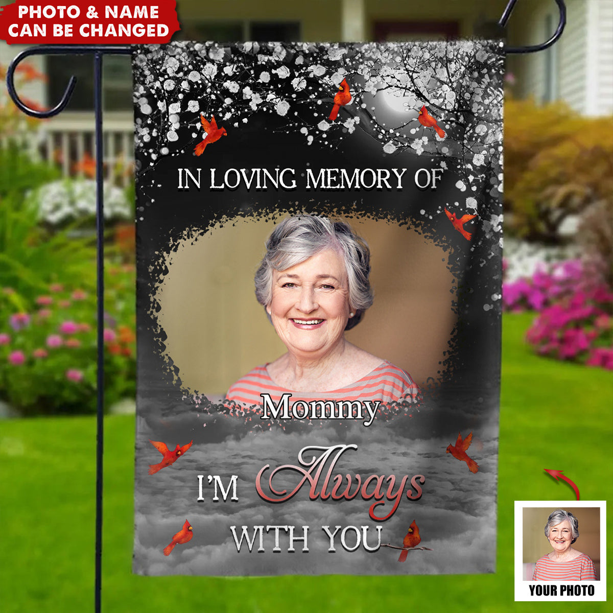 Custom Photo In Loving Memory - Memorial Personalized Flag - Sympathy Gift For Family Members