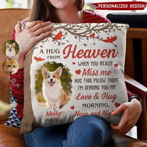 Memorial A Hug From Heaven-Personalized Photo Pillow-Gift For Family Or Friends