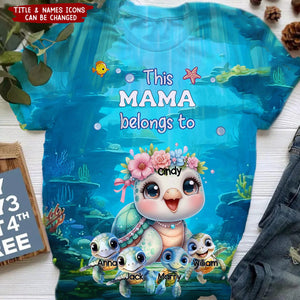 Personalized Nana/Mom Turtle With Kids 3D T-Shirt-Mother's Day Gift Idea