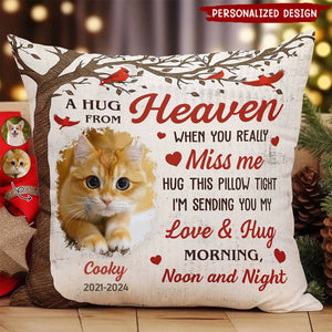 Memorial A Hug From Heaven-Personalized Photo Pillow-Gift For Family Or Friends