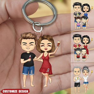 Personalized Family On Vacation Acrylic Keychain - Gift For Couple, Dad, Mom