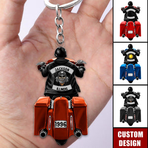 Biker Motorcycle Racing Personalized Keychain