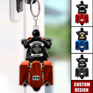 Biker Motorcycle Racing Personalized Keychain