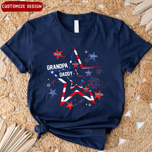 Personalized Dad Grandpa Stars Stripes 4TH July Shirt