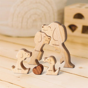 Personalized Wooden Dogs Family Puzzle - Gift For Couple,Family