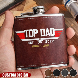 Personalized Papa/Dad Leather Flask - Gift Idea for Dad/Grandpa/Happy Father's Day