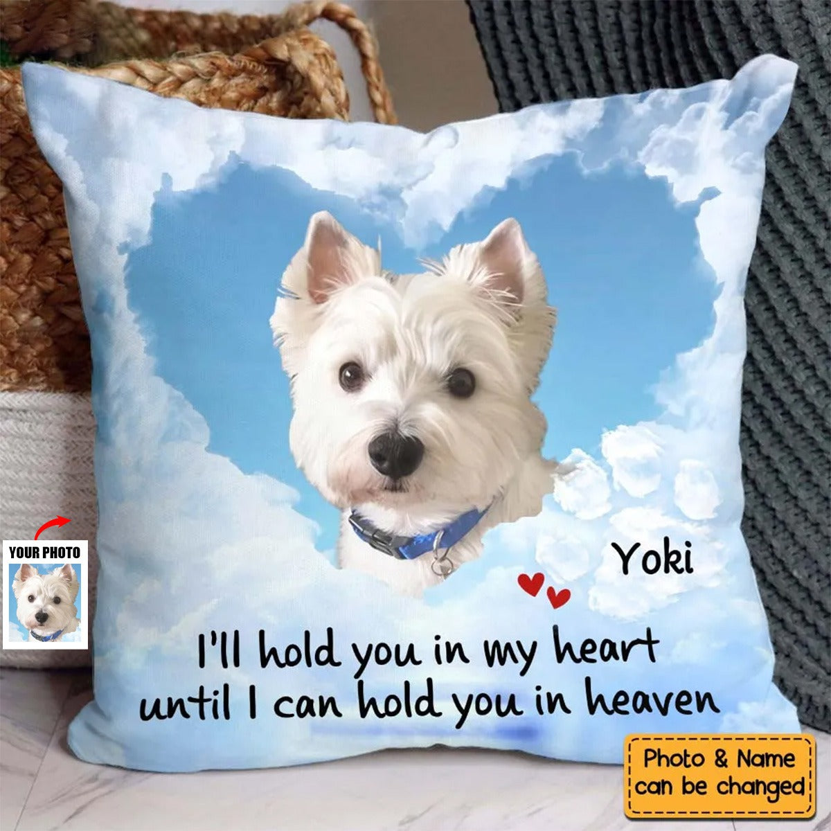 Custom Photo I'll Hold You In My Heart Until I Can Hold You In Heaven Pillow