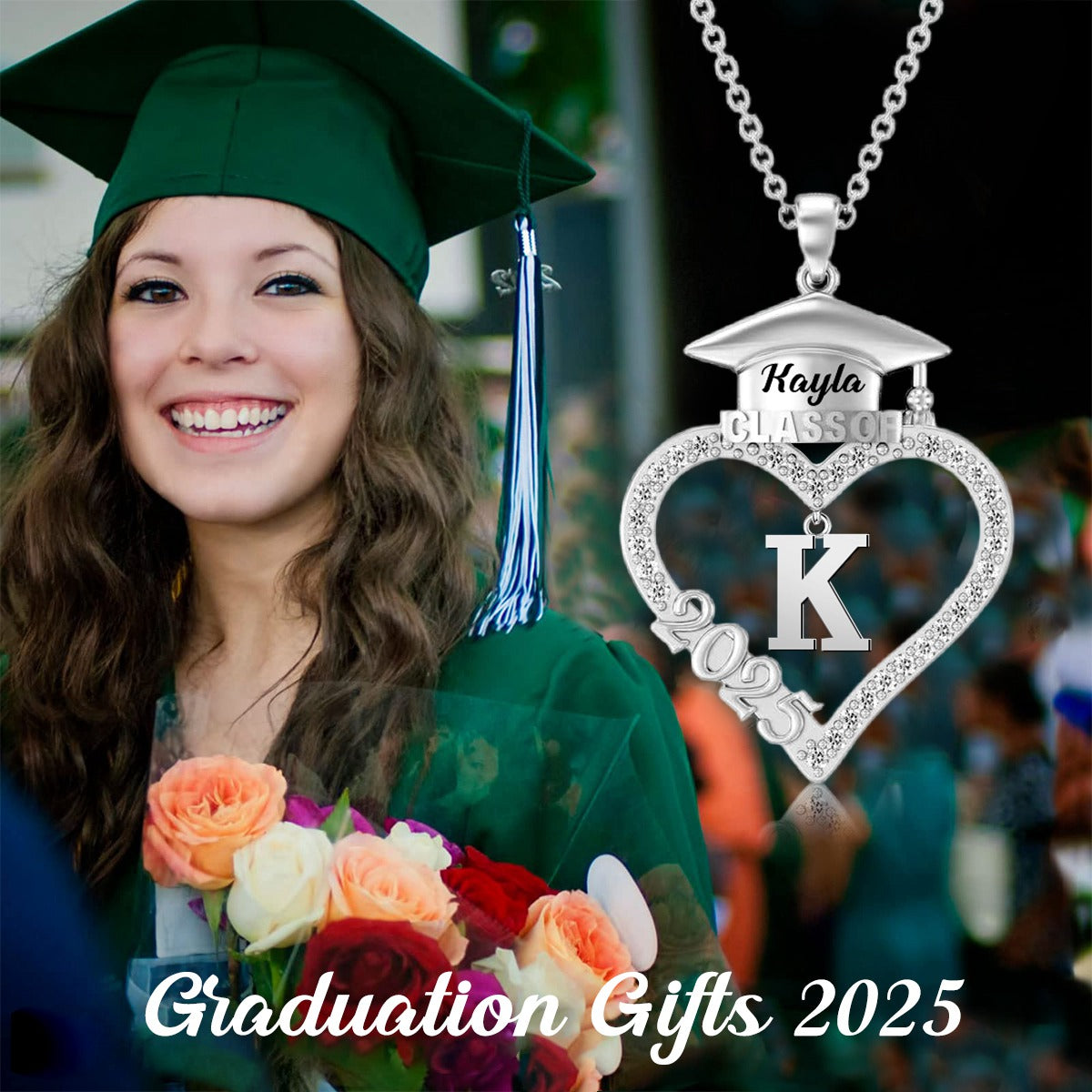 Personalized Graduation Cap Necklace, Graduation Gift for Class of 2025 Graduates