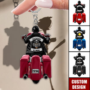 Biker Motorcycle Racing Personalized Keychain