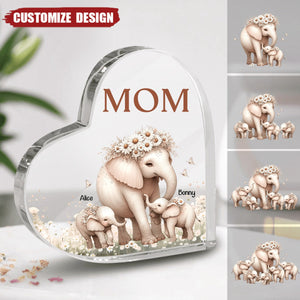 Mama/Nana Elephant With Little Kids Personalized Acrylic Plaque Mother's Day Gift