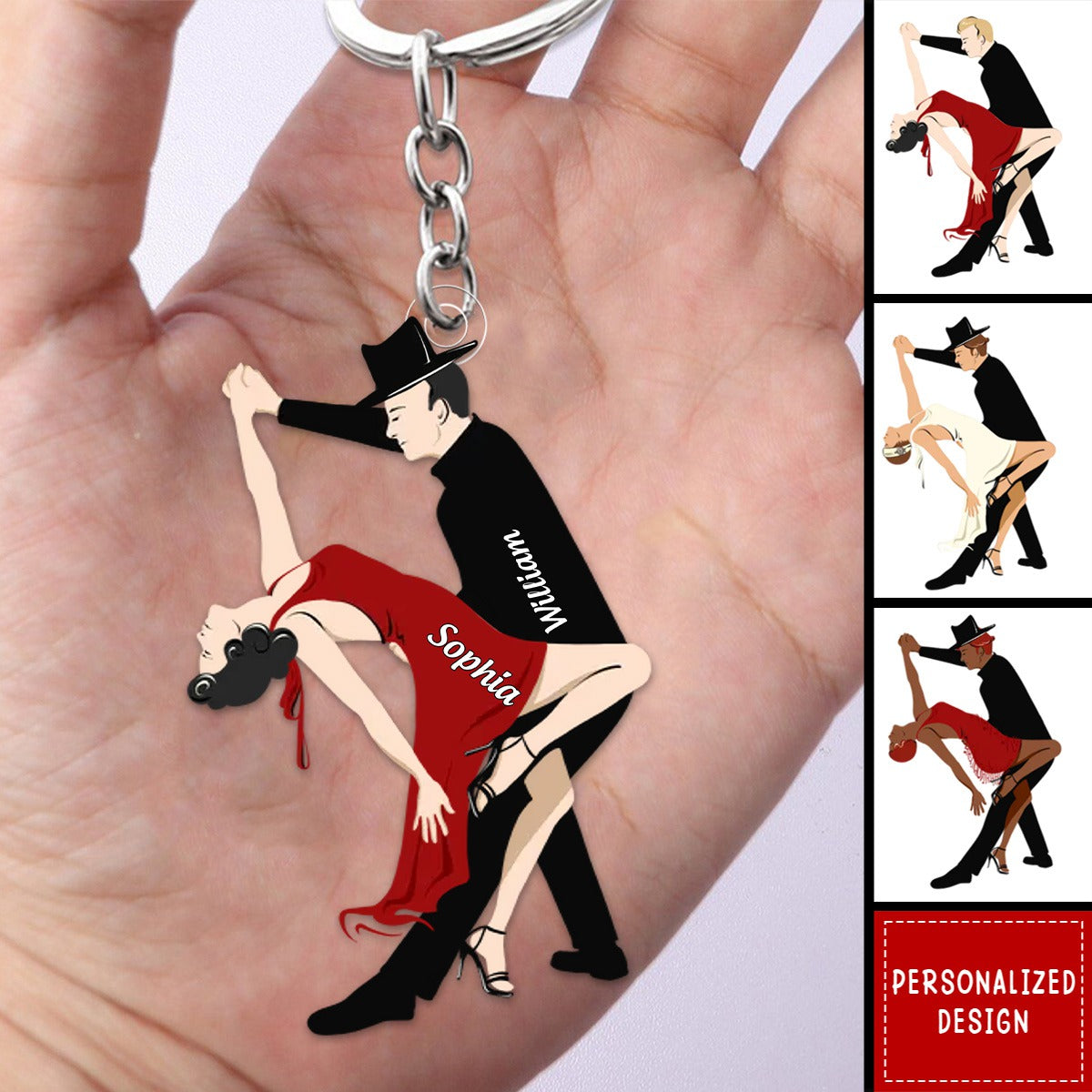 Dancing Romantic Couple Personalized Keychain