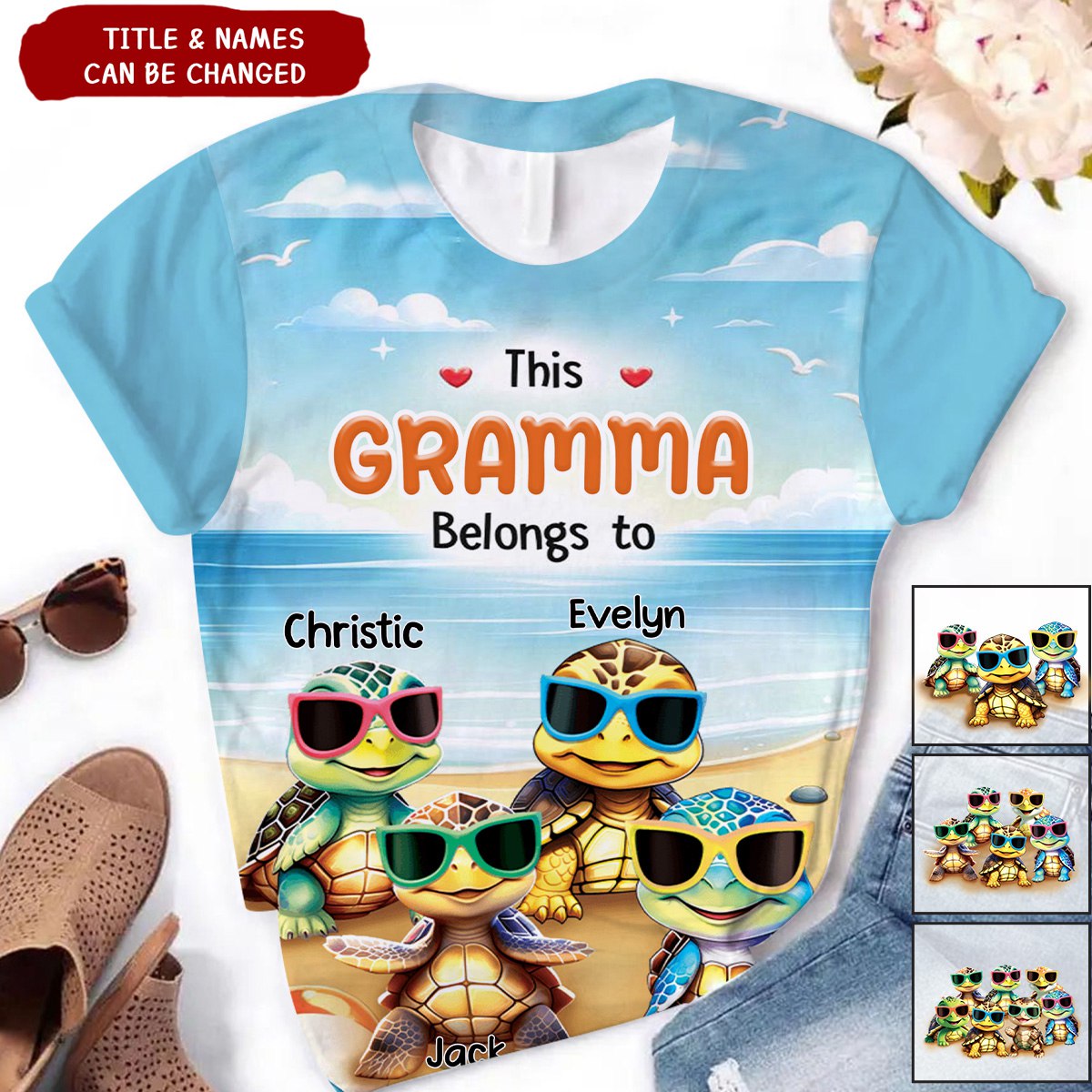 Personalized This Grandma Belongs To Turtle Kids 3D T-shirt - gousvip