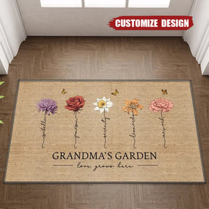 Grandma's Garden Love Grows Here - Personalized Doormat - Mother's Day Gift For Mom, Grandma