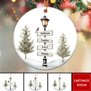 Personalized Christmas Family Sign Post Ceramic Ornament