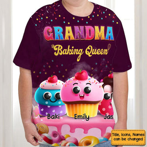 Personalized Grandma Baking Queen All-over Print T-Shirt