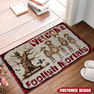 Welcome Mortals. Scarecrow Family. - Personalized Doormat