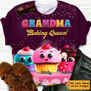 Personalized Grandma Baking Queen All-over Print T-Shirt