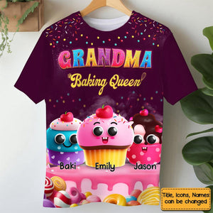 Personalized Grandma Baking Queen All-over Print T-Shirt