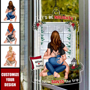 Let's Be Naughty, Couple Gift - 2024 New Release Personalized Window Hanging Suncatcher Ornament