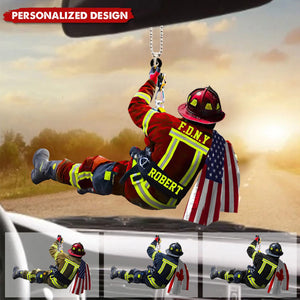 2024 New Release Personalized US/CA Firefighter Name & Department Car Hanging Ornament And Christmas Ornament