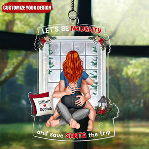 Let's Be Naughty, Couple Gift - 2024 New Release Personalized Window Hanging Suncatcher Ornament