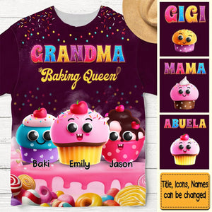 Personalized Grandma Baking Queen All-over Print T-Shirt