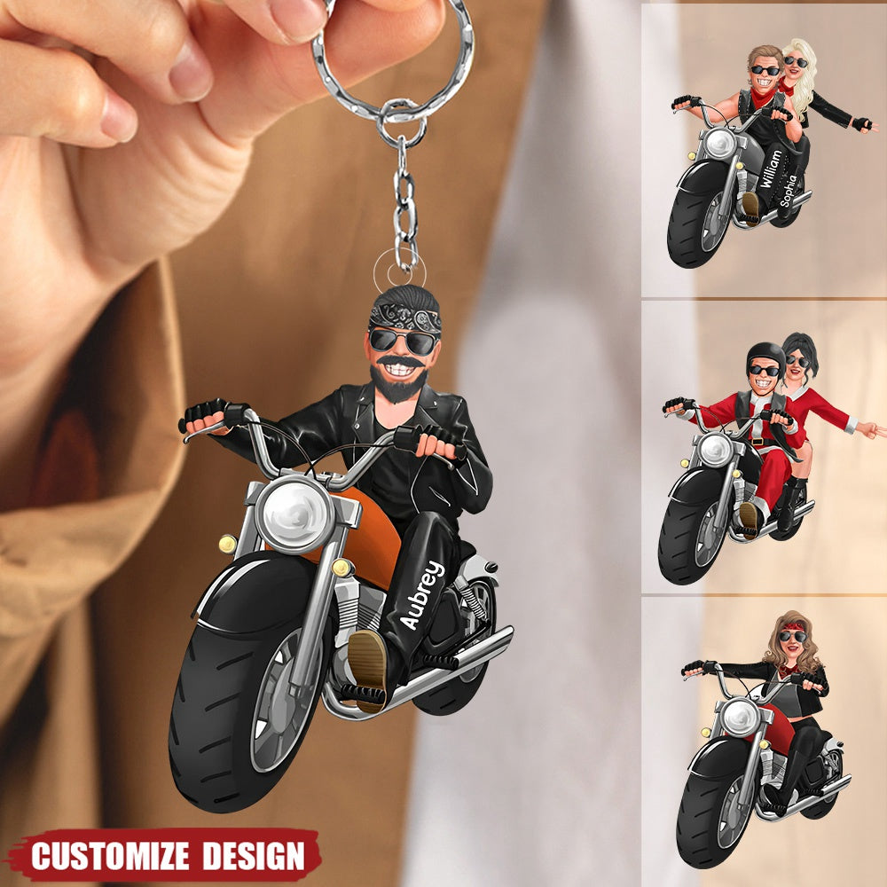 Personalized Biker Couple/Male Biker/Female Biker Acrylic Keychain