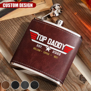 Personalized Papa/Dad Leather Flask - Gift Idea for Dad/Grandpa/Happy Father's Day