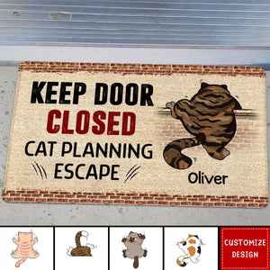 Cats Planning Escape Naughty Cat Brick Personalized Doormat