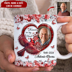 In Loving Memory Forever In My Heart 3D Inflated Effect Cardinal Bird-Personalized Mug